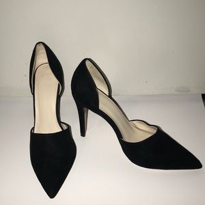 Black Faux Suede Heels